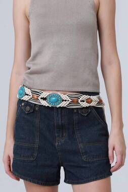 NEW LETO women's braided waist rope belt in natural